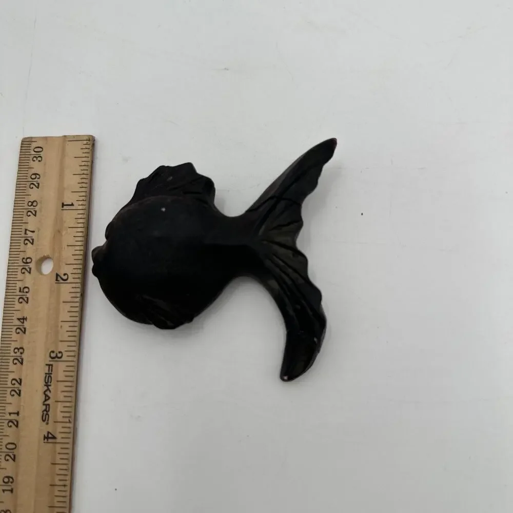 Vintage MCM Set of 3 Black Chalkware Fish Plaques Wall Decor